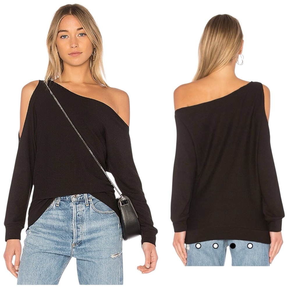$150msrp Lanston Revolve S Black One Shoulder Pullover Sweater Sweatshirt